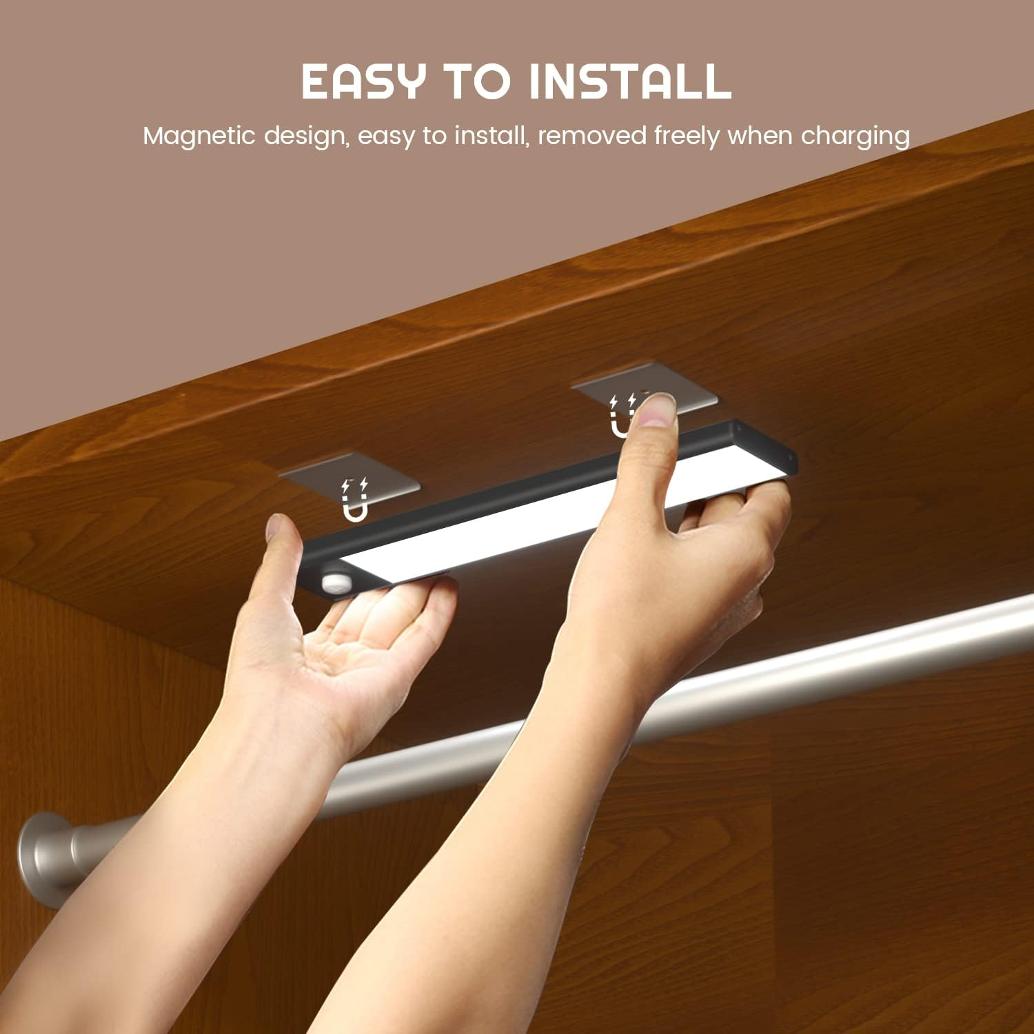 USB Rechargeable Motion Sensor LED Night Light – Cabinet & Wardrobe