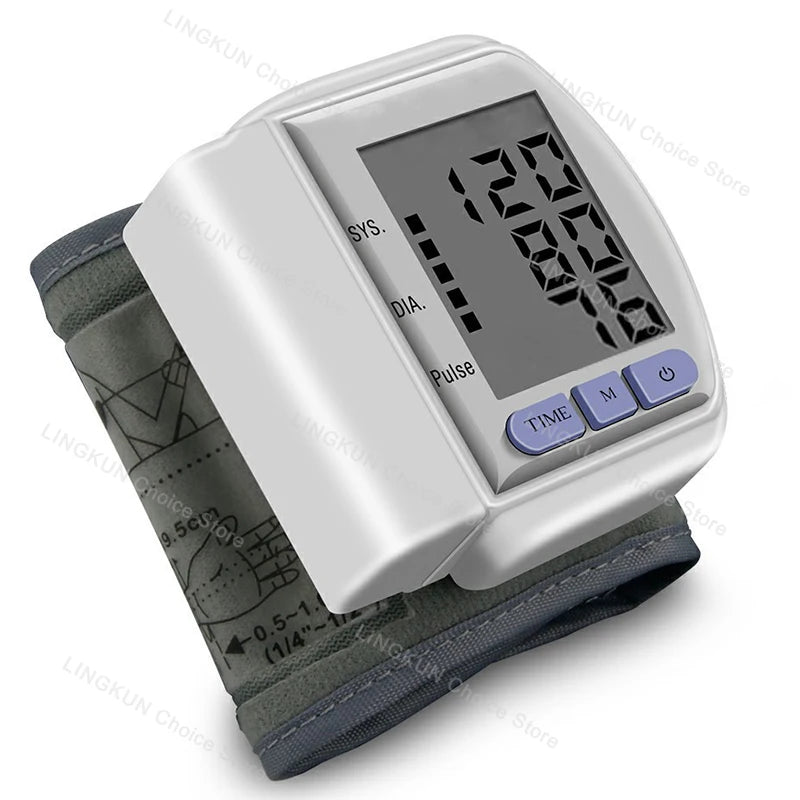 Digitlal Tensiometro Health Medical BP Sphygmomanometer Wrist cuff Digital Blood Pressure Monitor Heart Beat Rate Pulse Meter