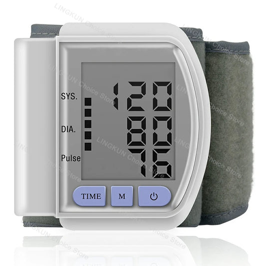 Digitlal Tensiometro Health Medical BP Sphygmomanometer Wrist cuff Digital Blood Pressure Monitor Heart Beat Rate Pulse Meter