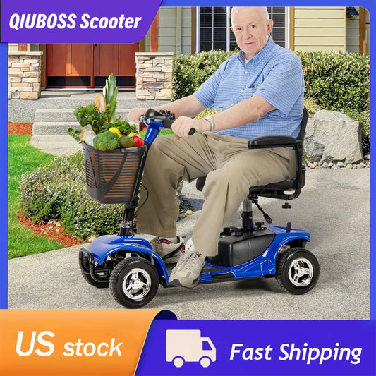 3/4 Wheel Mobility Scooters Electric Power Mobile Wheelchair for Seniors Adult with Basket Compact Duty Travel Scooter